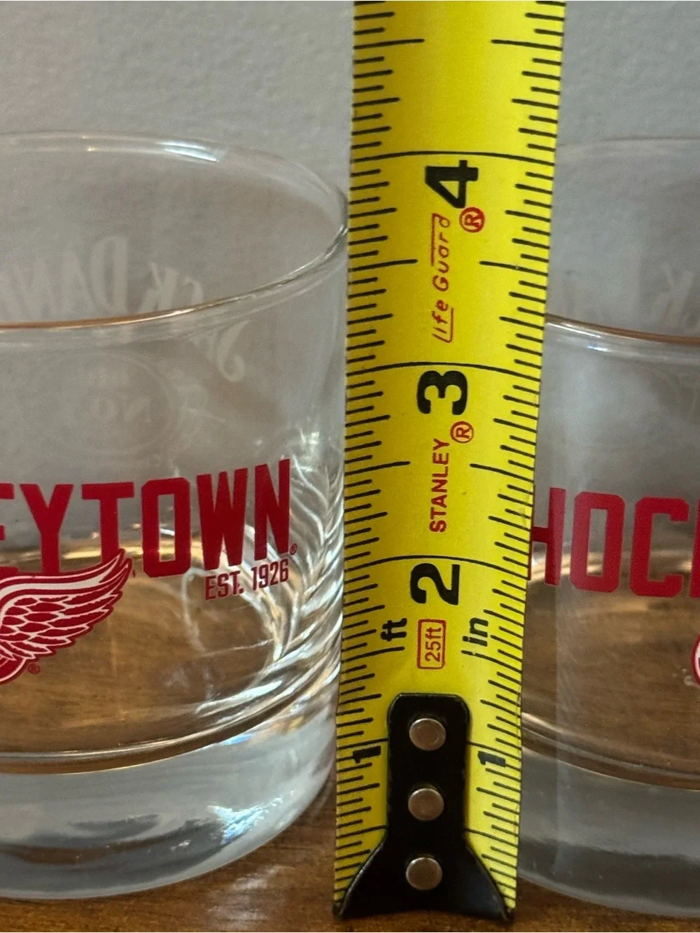 Vintage Detroit Red Wings Hockeytown Jack Daniel’s Old No. 7 Rocks Glass Set‎